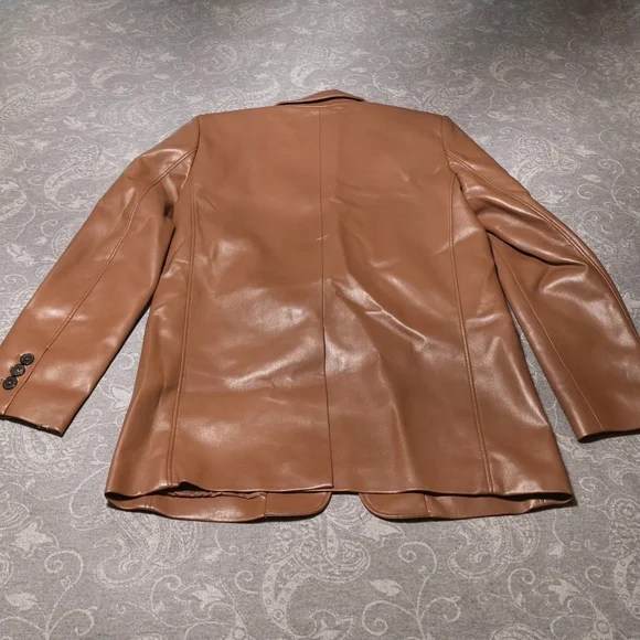 Aritzia Babaton Brown Vegan Leather Blazer (Size S) - Picture 2 of 7